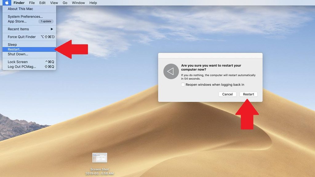 how do you tell if an update will require you to restart your computer? for mac